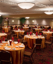 ballroom at the hotel, set up with round tables