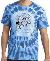 pale blue center circle, surrounded by tie dye pattern blue