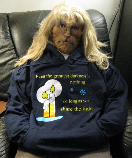 Bubba wearing a Winterfest hoodie