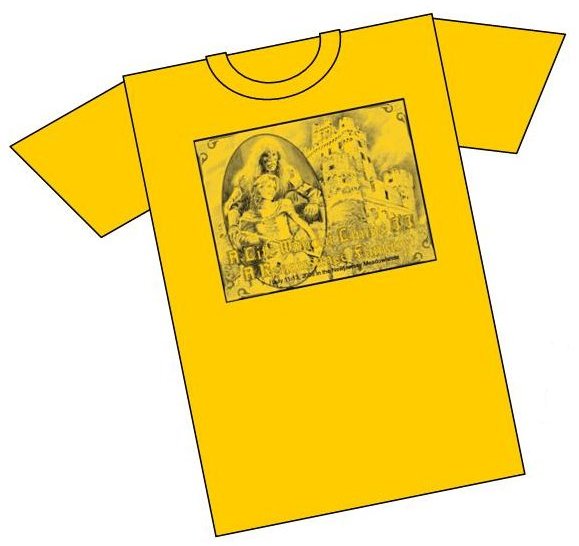 con logo image on gold tshirt