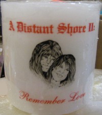 3 inch pillar candle; same image as tshirt