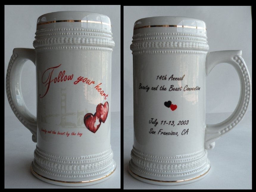 beer stein, front and back